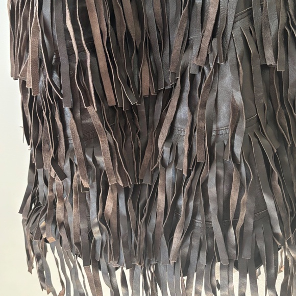 Anthropologie Raj shoulder bag genuine leather fringe dark brown - Picture 4 of 4